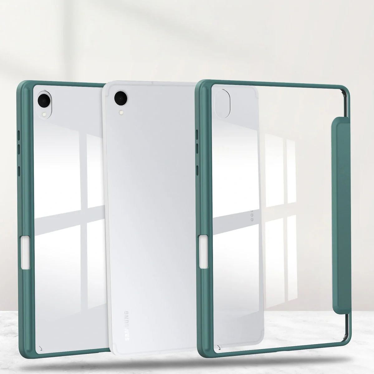 Schutzhülle mit Klappe für Galaxy Tab S11, Bizon Case Tab Clear Matt, Dunkelgrün