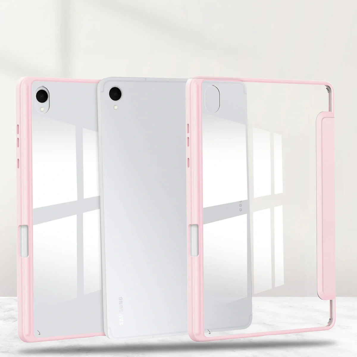 Schutzhülle mit Klappe für Galaxy Tab S11, Bizon Case Tab Clear Matt, Rosa
