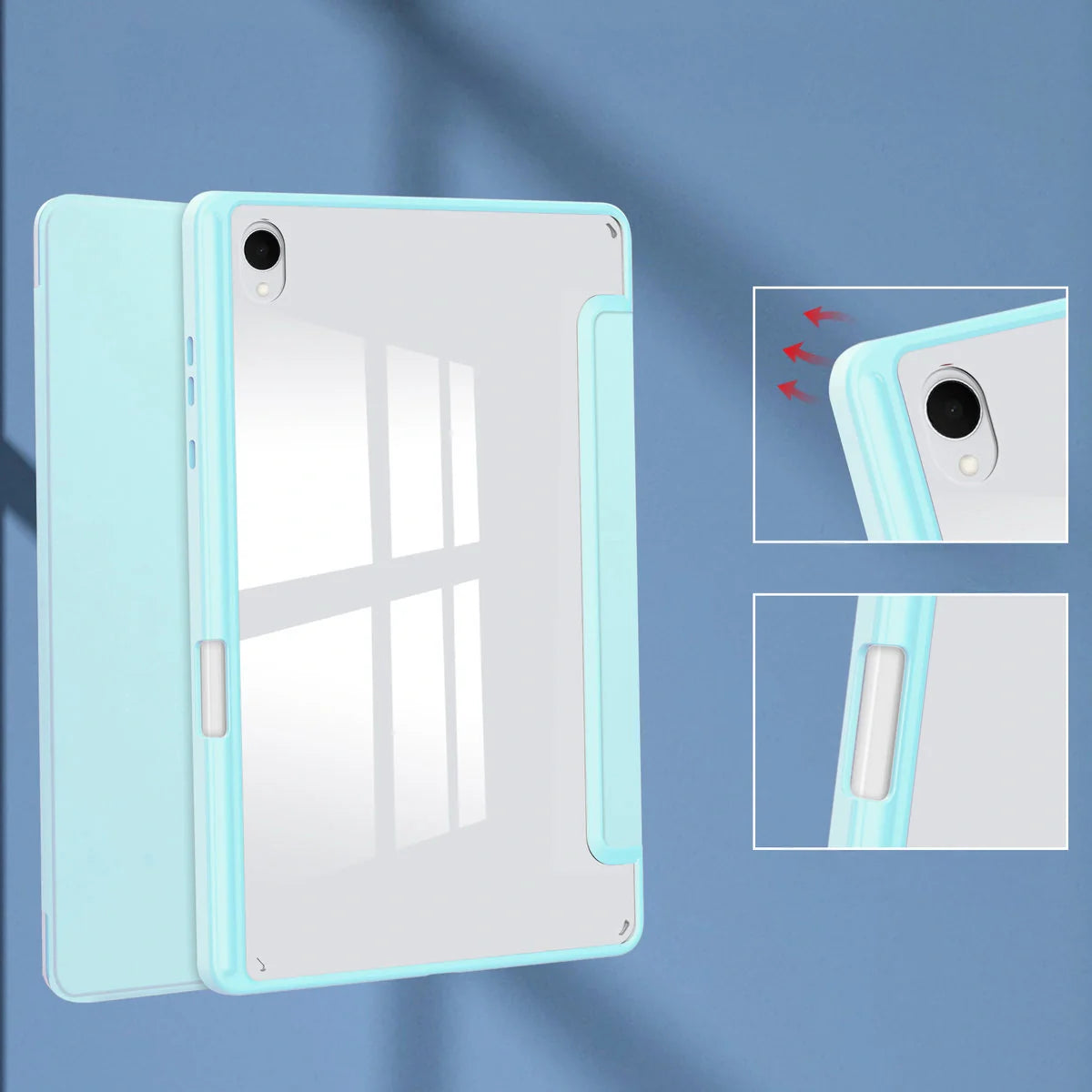 Schutzhülle mit Klappe für Galaxy Tab S11, Bizon Case Tab Clear Matt, Hellblau