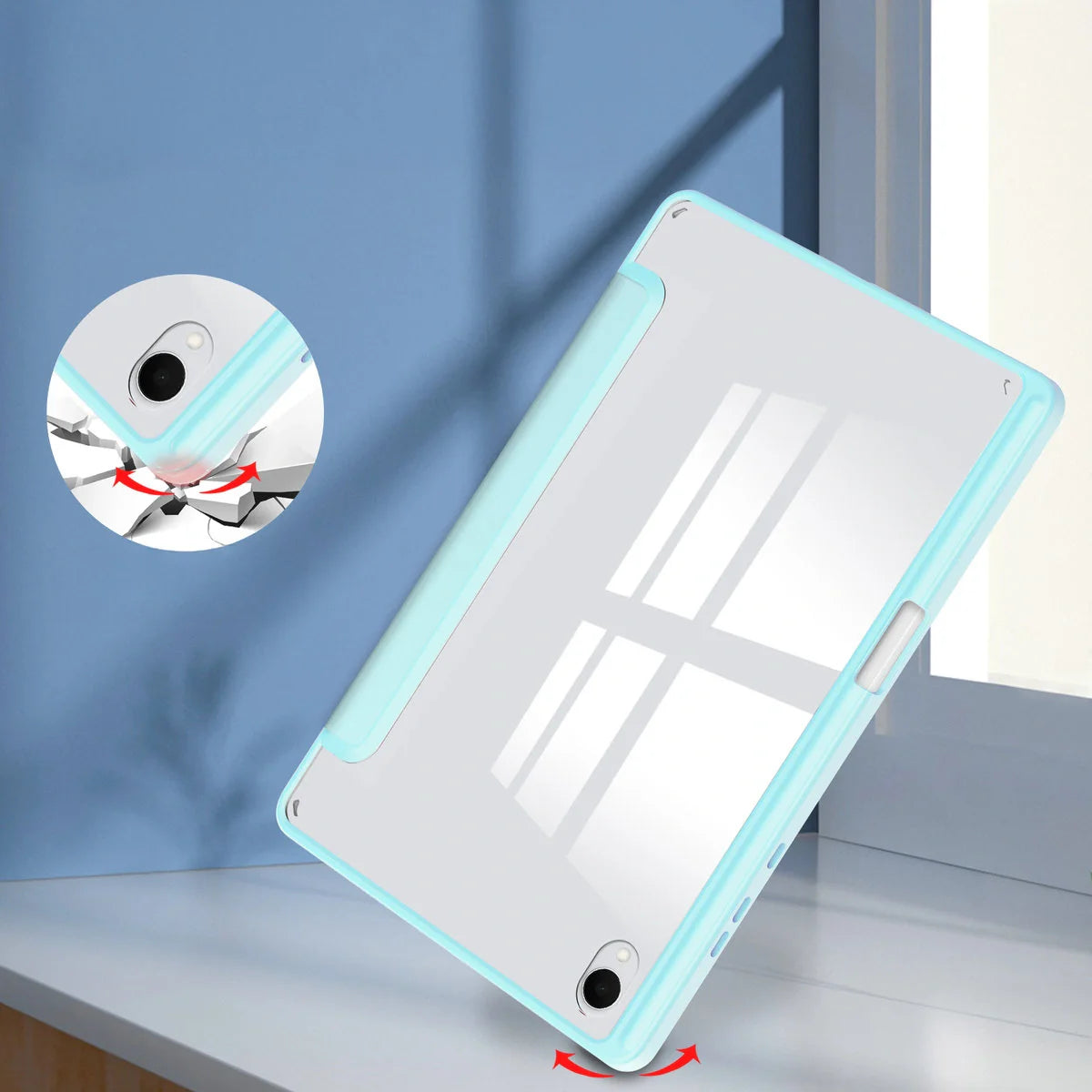 Schutzhülle mit Klappe für Galaxy Tab S11, Bizon Case Tab Clear Matt, Hellblau