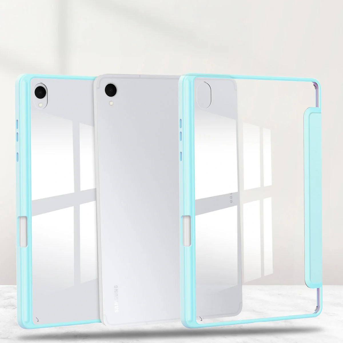 Schutzhülle mit Klappe für Galaxy Tab S11, Bizon Case Tab Clear Matt, Hellblau