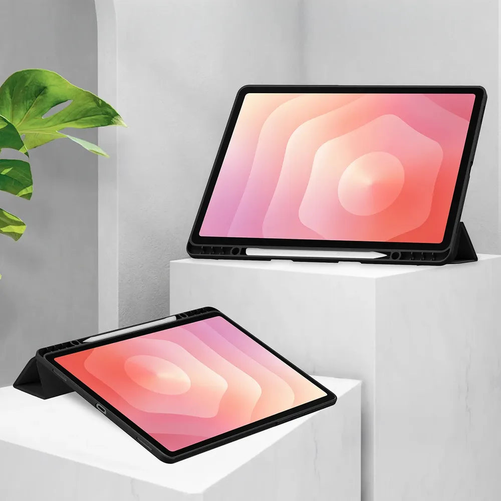 Schutzhülle mit Klappe für Galaxy Tab S12 Plus, Bizon Case Tab Clear Matt, Schwarz (2/8)
