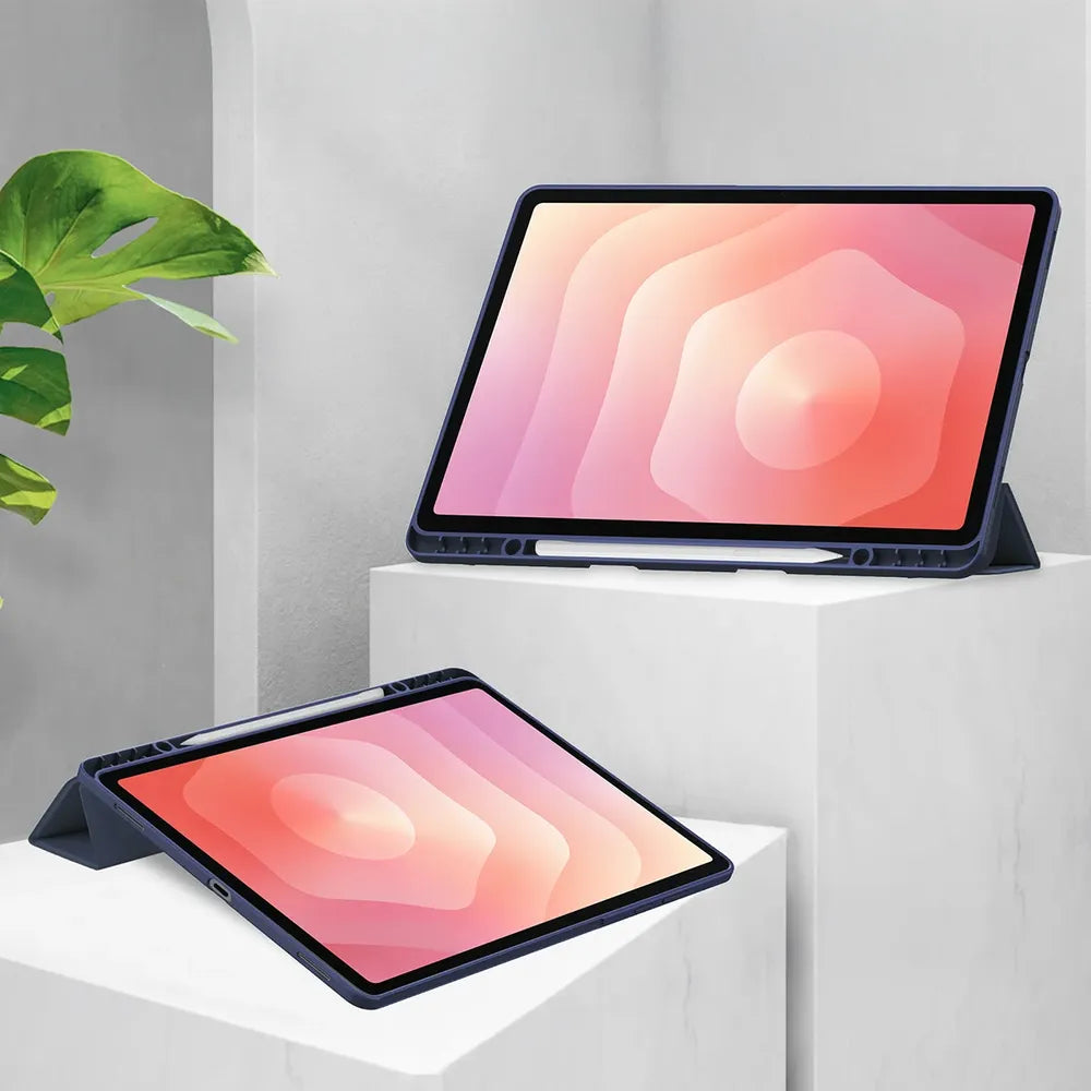 Schutzhülle mit Klappe für Galaxy Tab S12 Plus, Bizon Case Tab Clear Matt, Dunkelblau (2/8)