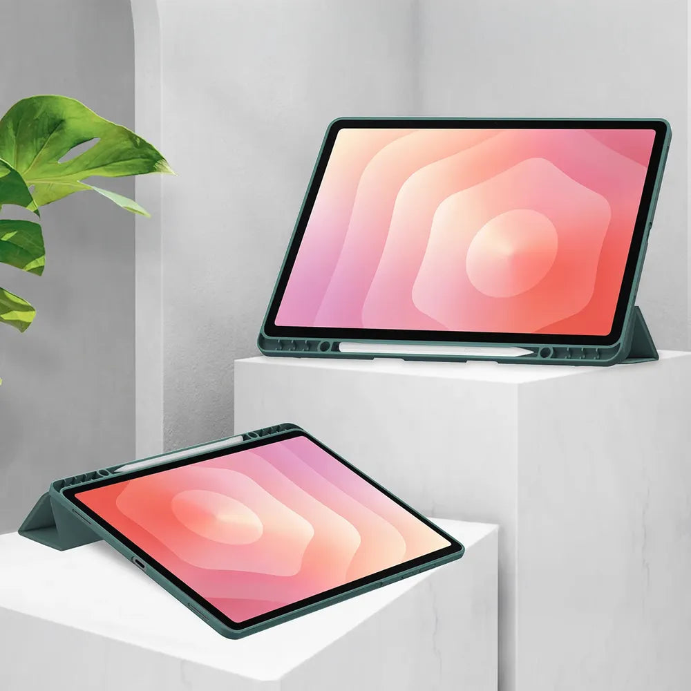 Schutzhülle mit Klappe für Galaxy Tab S12 Plus, Bizon Case Tab Clear Matt, Dunkelgrün (2/8)