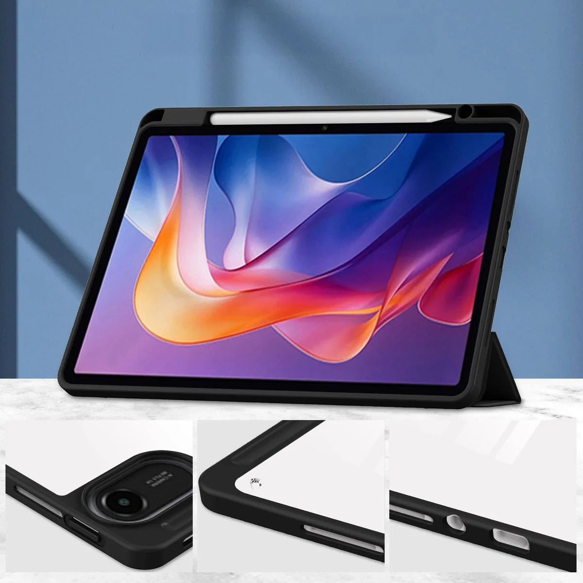 Schutzhülle mit Klappe für Xiaomi Redmi Pad 2, Bizon Case Tab Clear Matt, Schwarz