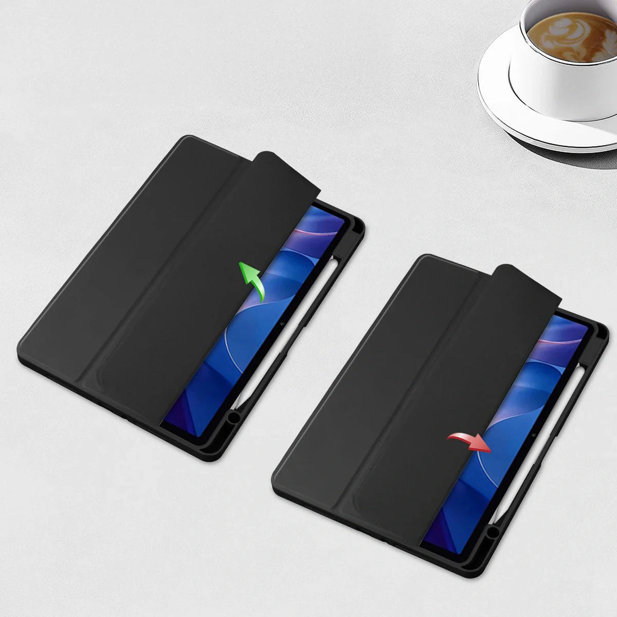Schutzhülle mit Klappe für Xiaomi Redmi Pad 2, Bizon Case Tab Clear Matt, Schwarz