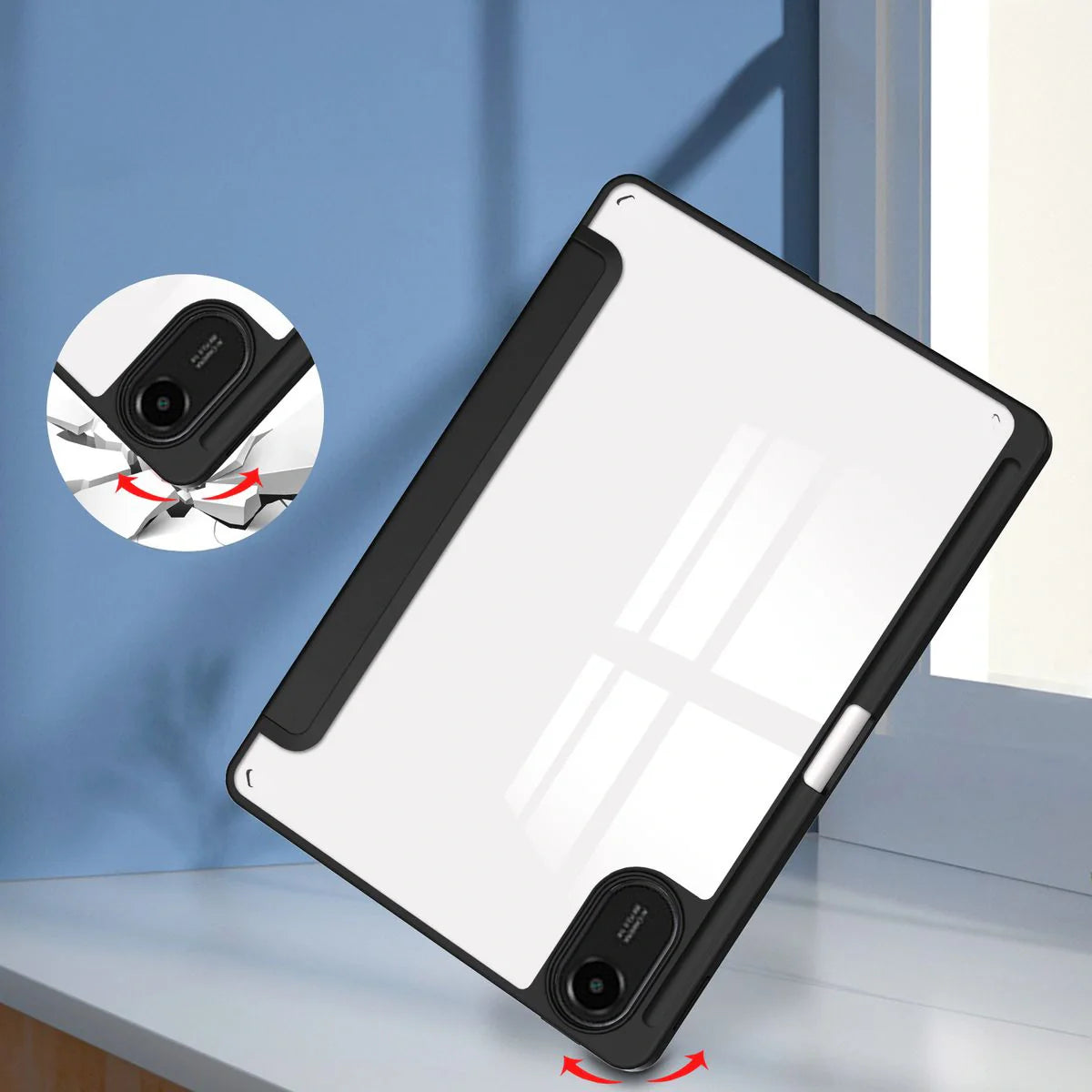 Schutzhülle mit Klappe für Xiaomi Redmi Pad 2, Bizon Case Tab Clear Matt, Schwarz