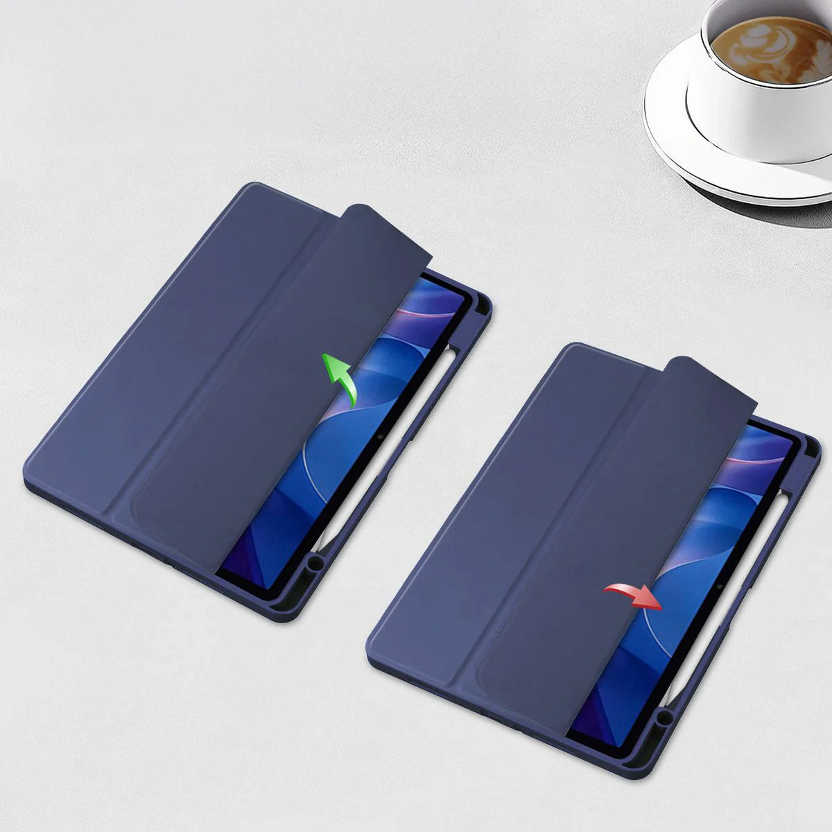 Schutzhülle mit Klappe für Xiaomi Redmi Pad 2, Bizon Case Tab Clear Matt, Dunkelblau