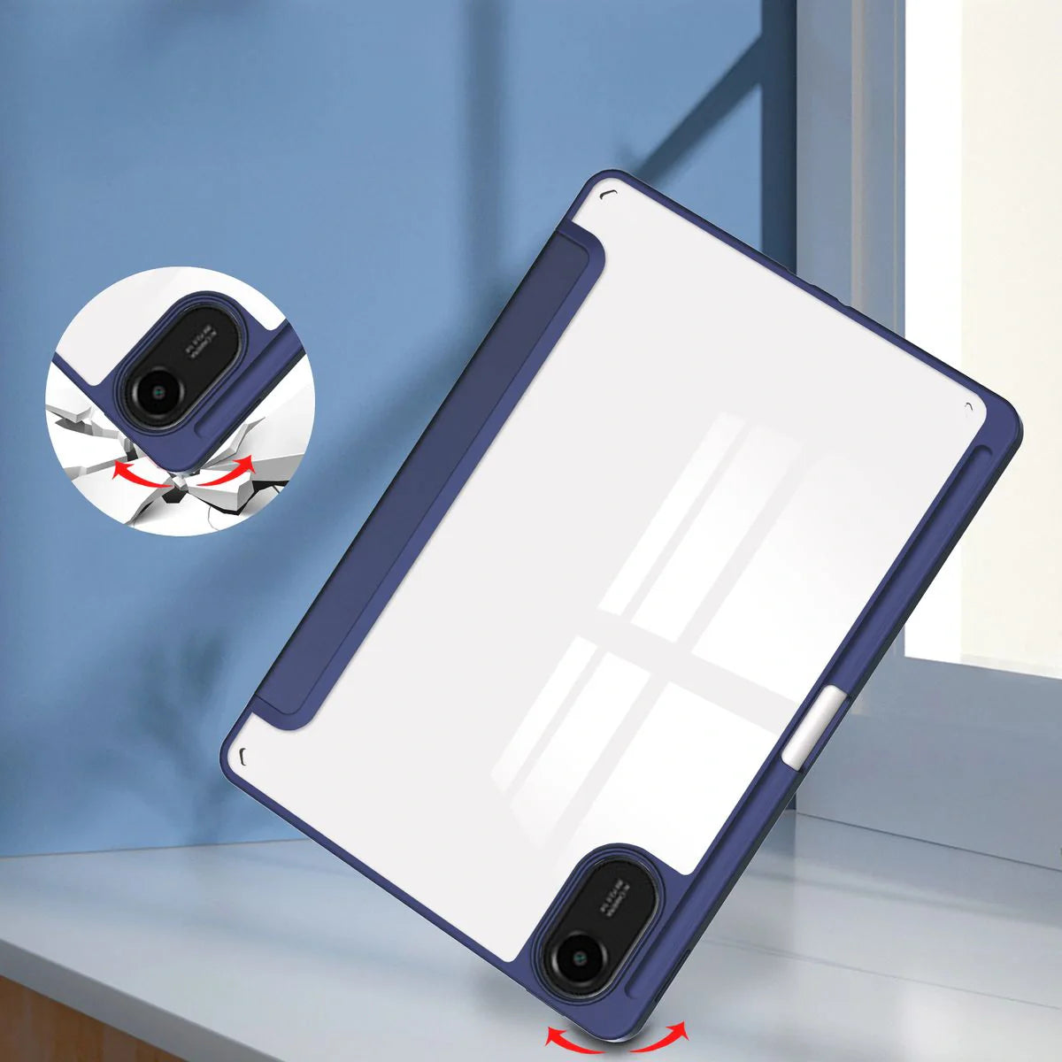 Schutzhülle mit Klappe für Xiaomi Redmi Pad 2, Bizon Case Tab Clear Matt, Dunkelblau