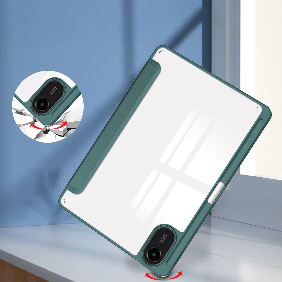 Schutzhülle mit Klappe für Xiaomi Redmi Pad 2, Bizon Case Tab Clear Matt, Dunkelgrün