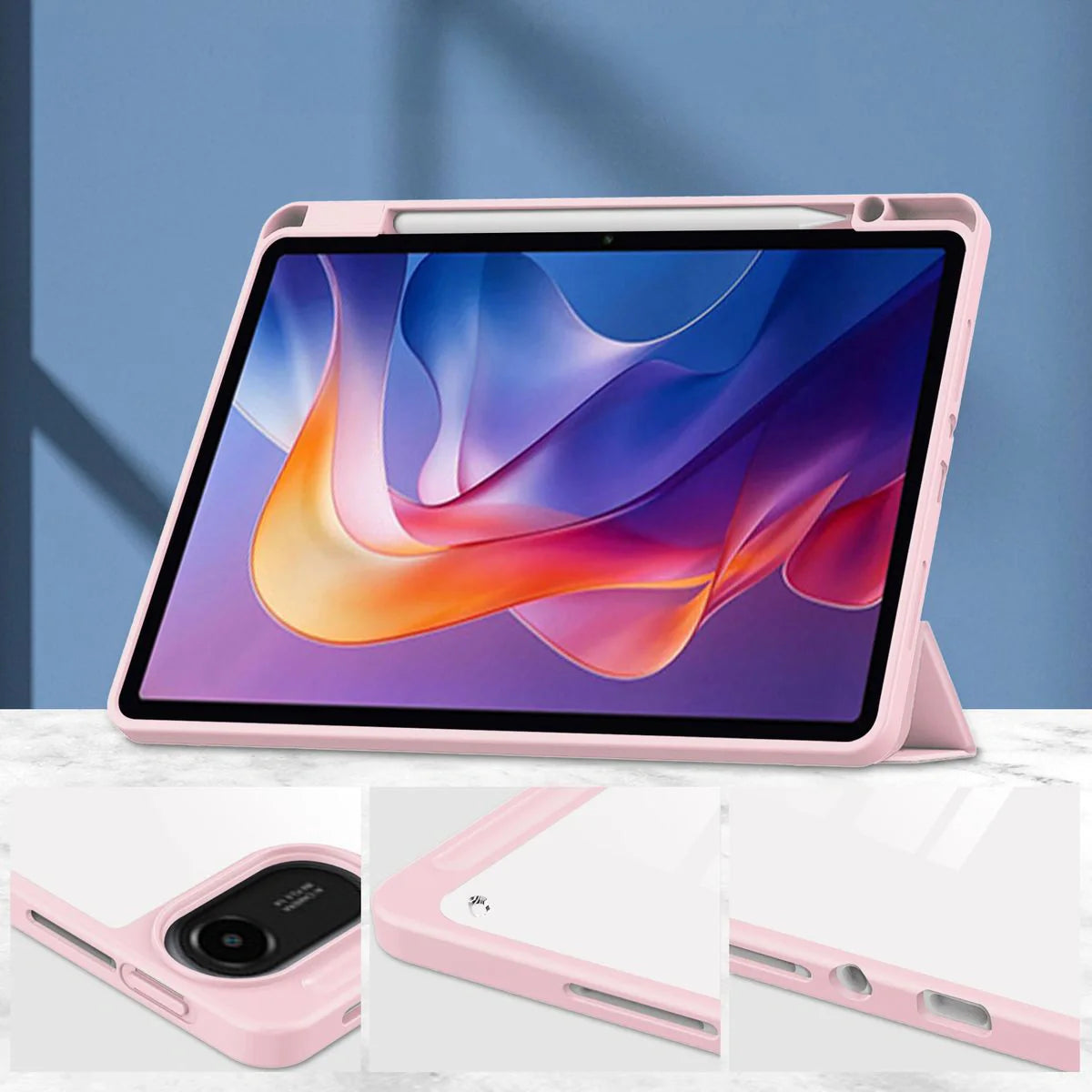 Schutzhülle mit Klappe für Xiaomi Redmi Pad 2, Bizon Case Tab Clear Matt, Rosa
