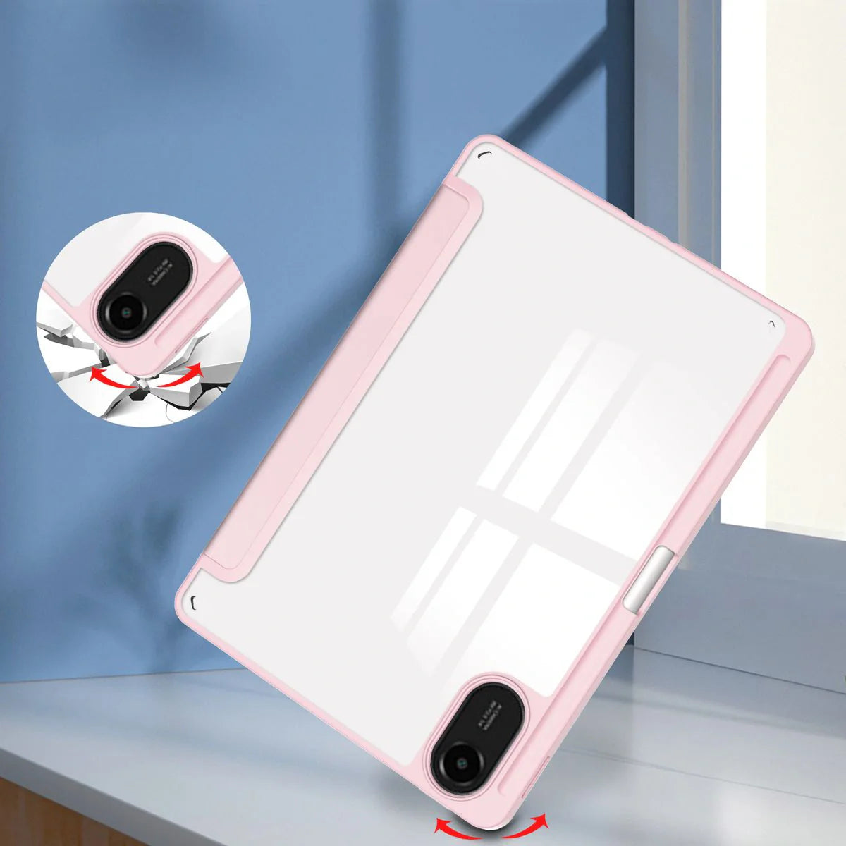 Schutzhülle mit Klappe für Xiaomi Redmi Pad 2, Bizon Case Tab Clear Matt, Rosa