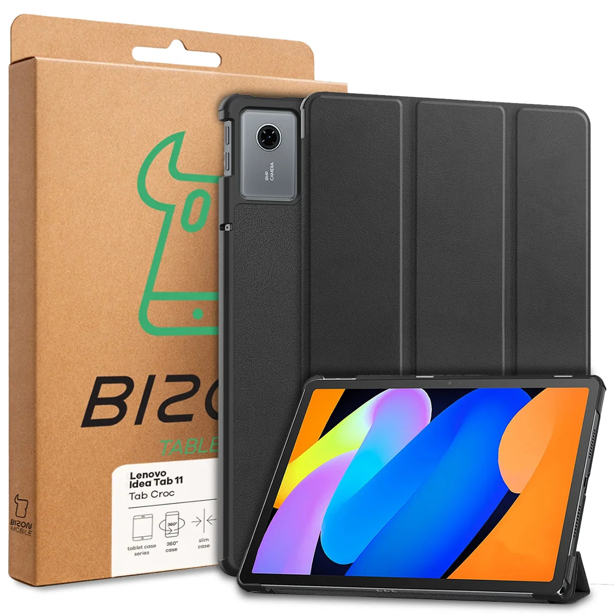Etui z klapką Bizon Case Tab Croc do Lenovo Idea Tab 11, czarne