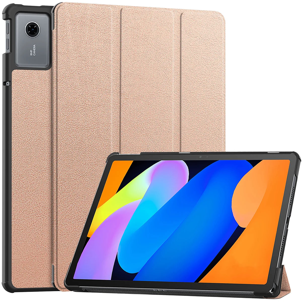Etui z klapką Bizon Case Tab Croc do Lenovo Idea Tab 11, różowozłote