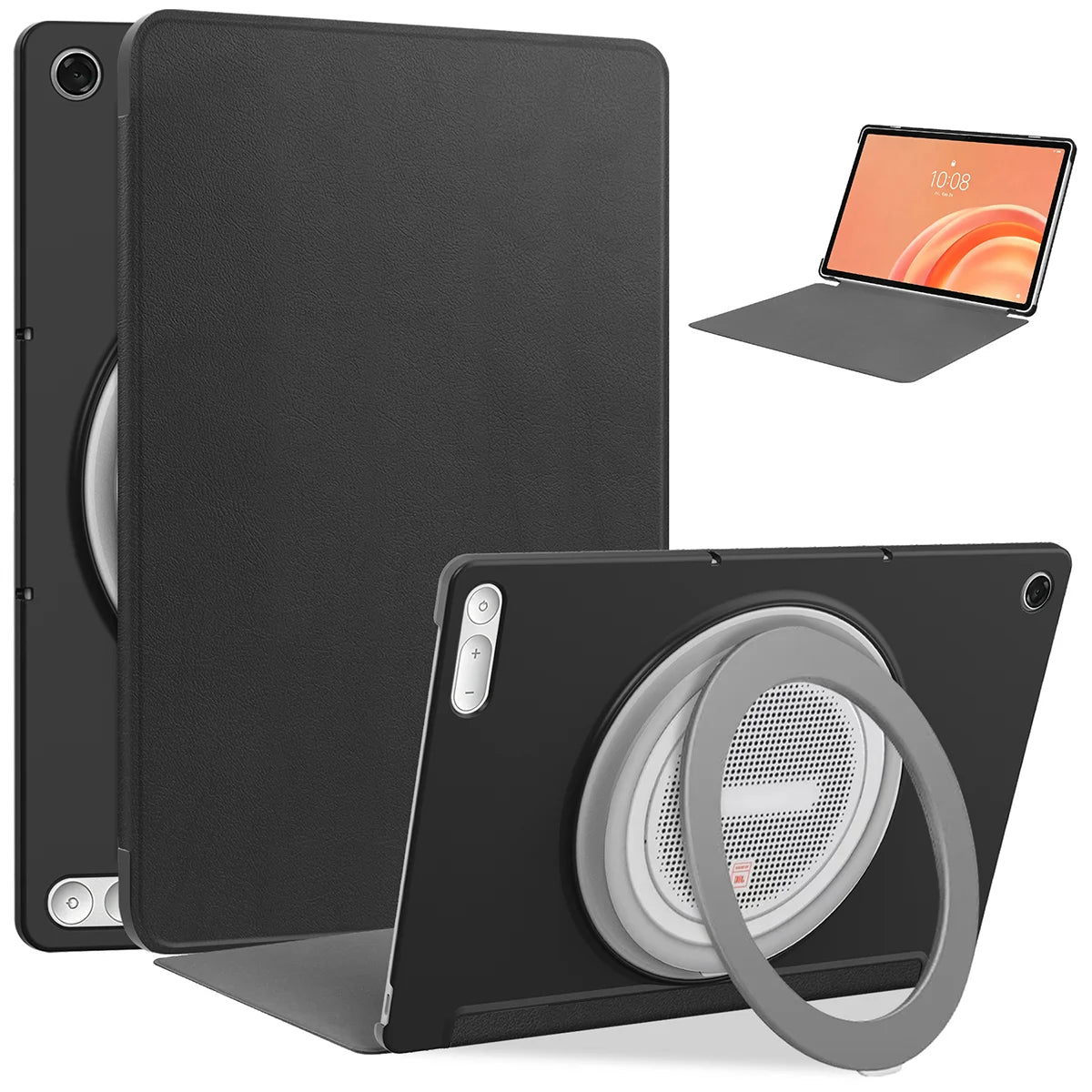 Schutzhülle mit Klappe für Lenovo Tab Plus Gen. 2, Bizon Case Tab Croc, Schwarz (1/8)