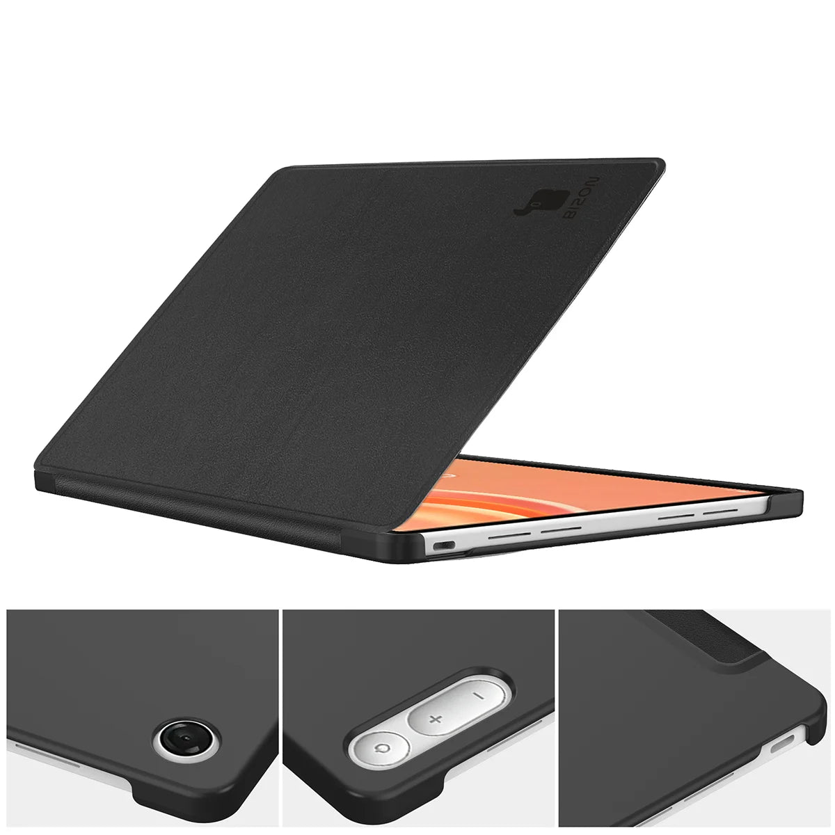 Schutzhülle mit Klappe für Lenovo Tab Plus Gen. 2, Bizon Case Tab Croc, Schwarz (2/8)