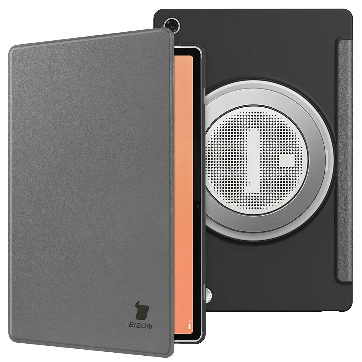 Schutzhülle mit Klappe für Lenovo Tab Plus Gen. 2, Bizon Case Tab Croc, Grau (4/8)
