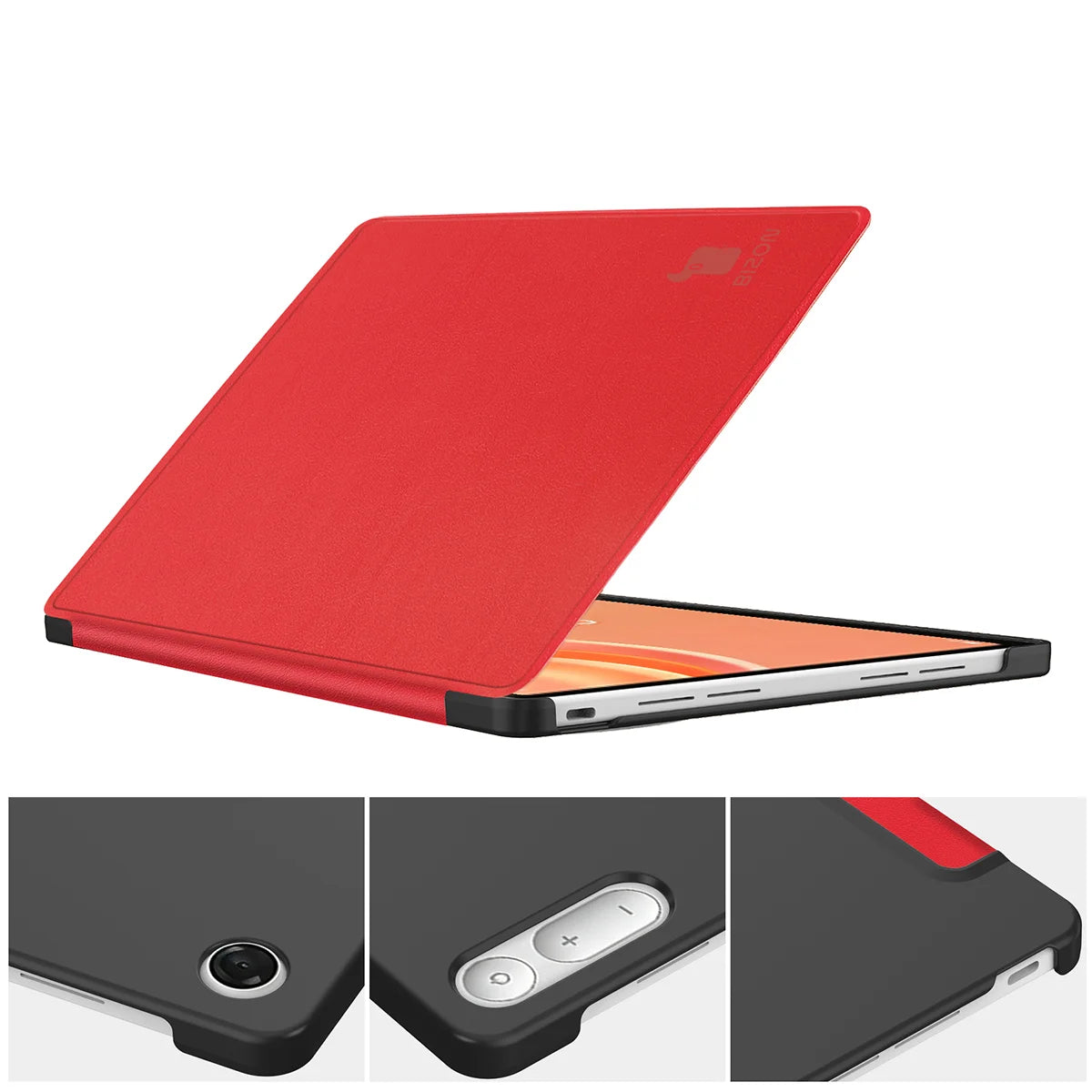 Schutzhülle mit Klappe für Lenovo Tab Plus Gen. 2, Bizon Case Tab Croc, Rot (2/8)