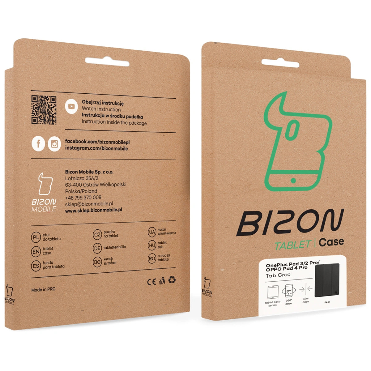 Schutzhülle für OnePlus Pad 3 / 2 Pro / OPPO Pad 4 Pro, Bizon Case Tab Croc, Schwarz