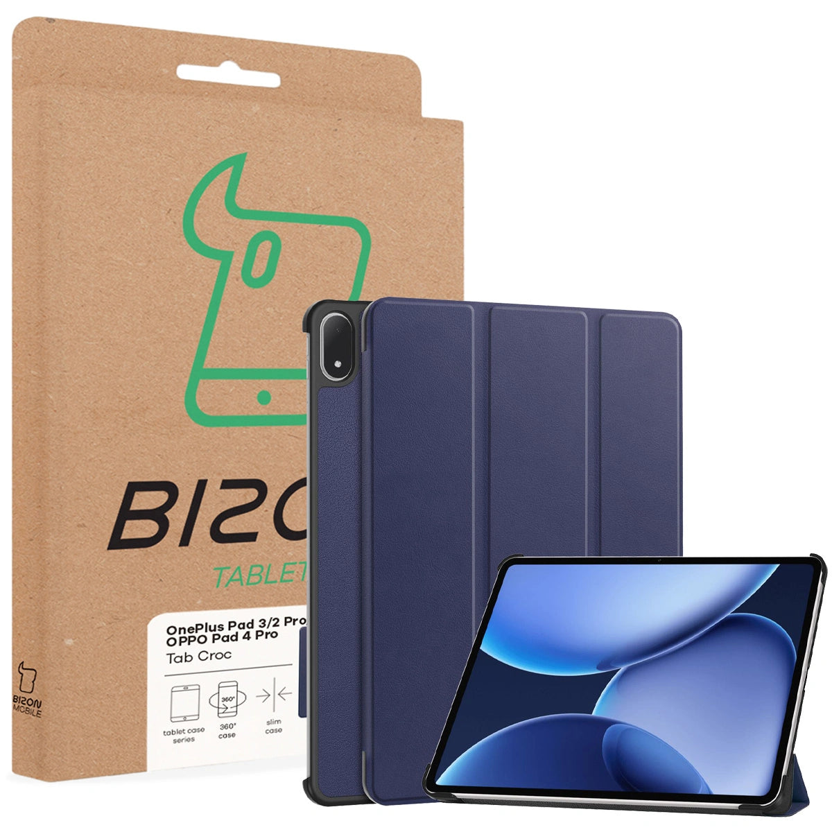 Schutzhülle für OnePlus Pad 3 / 2 Pro / OPPO Pad 4 Pro, Bizon Case Tab Croc, Dunkelblau