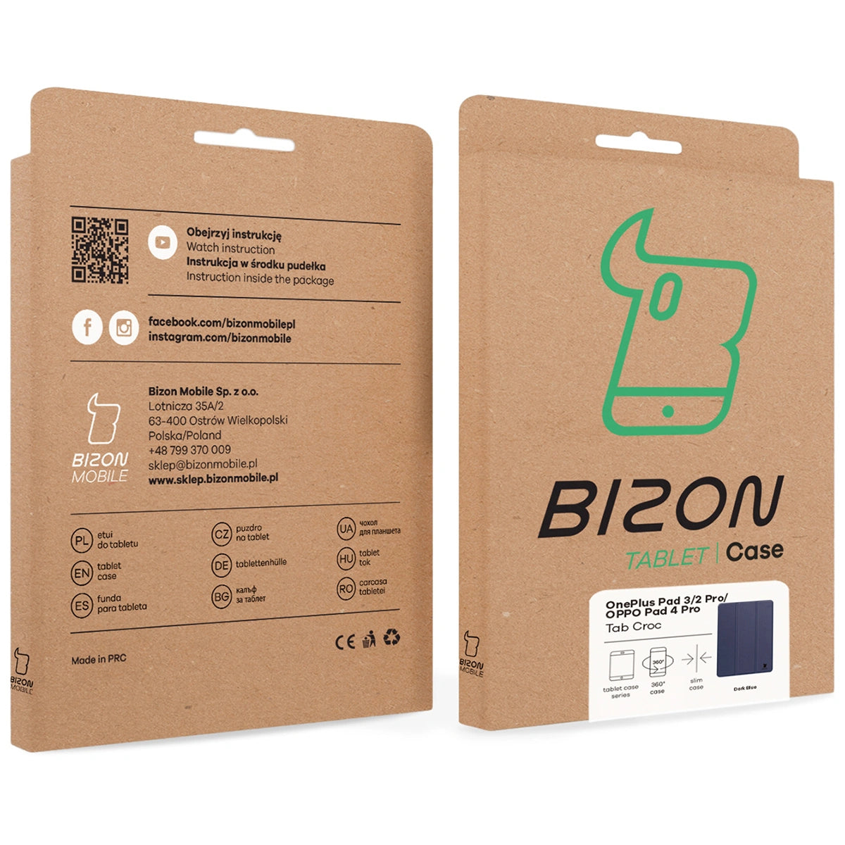 Schutzhülle für OnePlus Pad 3 / 2 Pro / OPPO Pad 4 Pro, Bizon Case Tab Croc, Dunkelblau