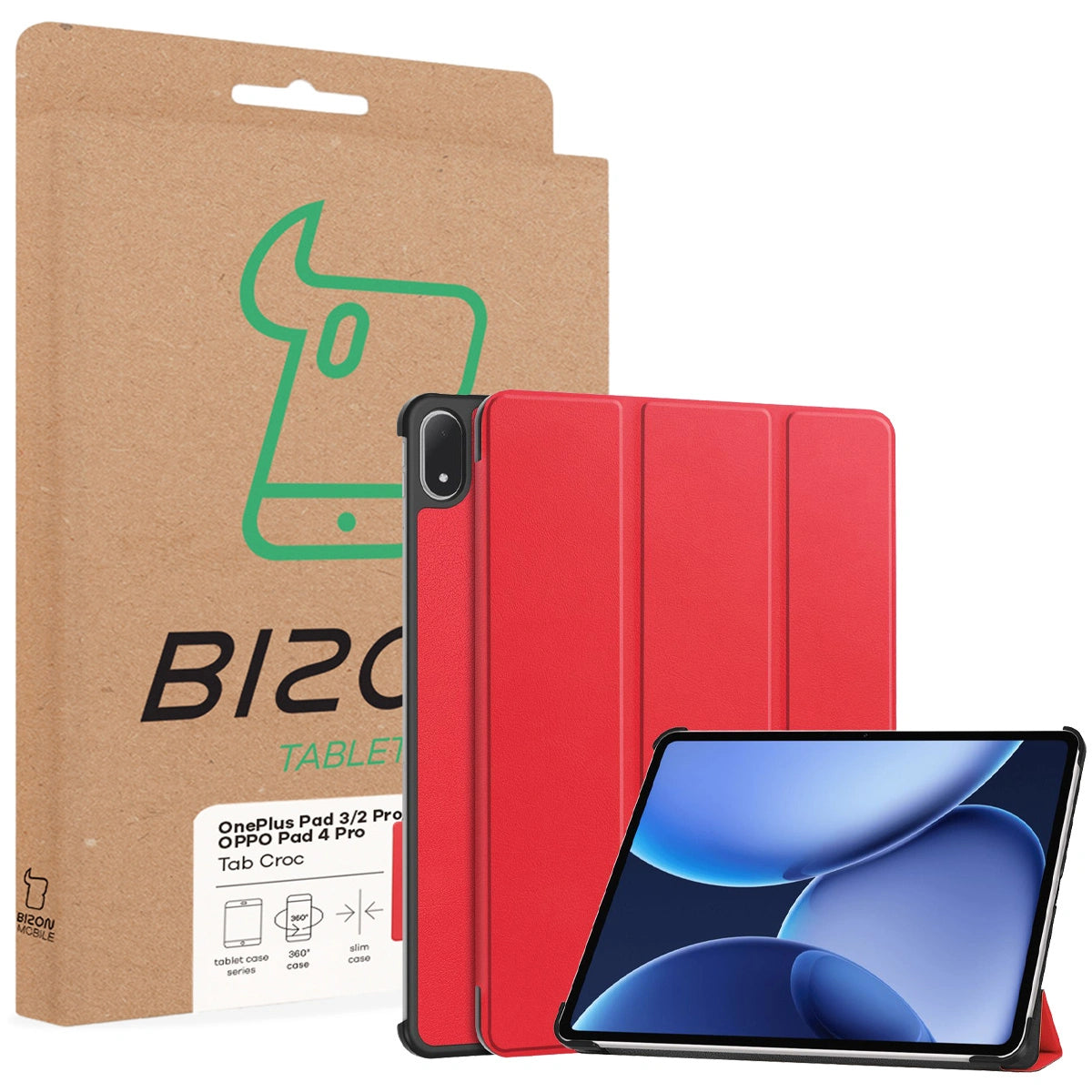 Schutzhülle für OnePlus Pad 3 / 2 Pro / OPPO Pad 4 Pro, Bizon Case Tab Croc, Rot