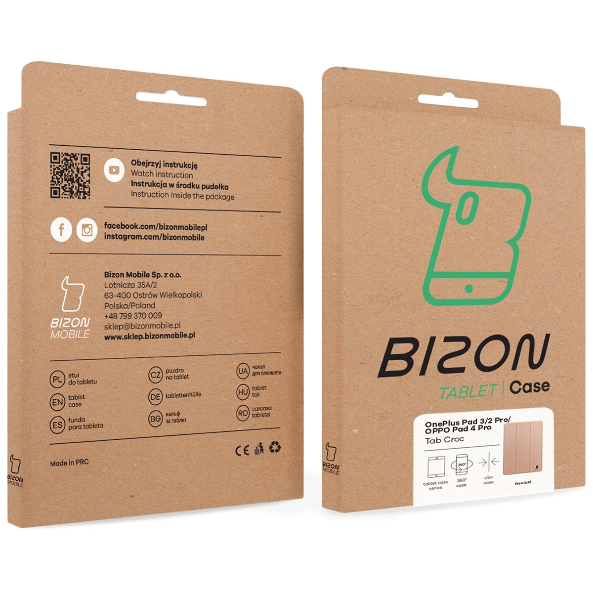Schutzhülle für OnePlus Pad 3 / 2 Pro / OPPO Pad 4 Pro, Bizon Case Tab Croc, Rosegold