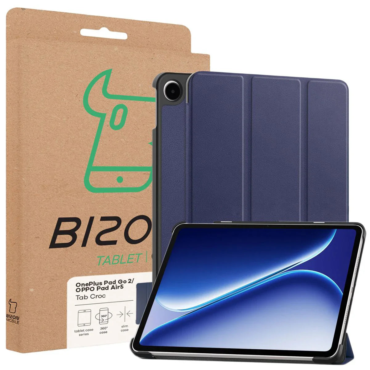 Schutzhülle für OnePlus Pad Go 2 / Oppo Pad Air5, Bizon Case Tab Croc, Dunkelblau