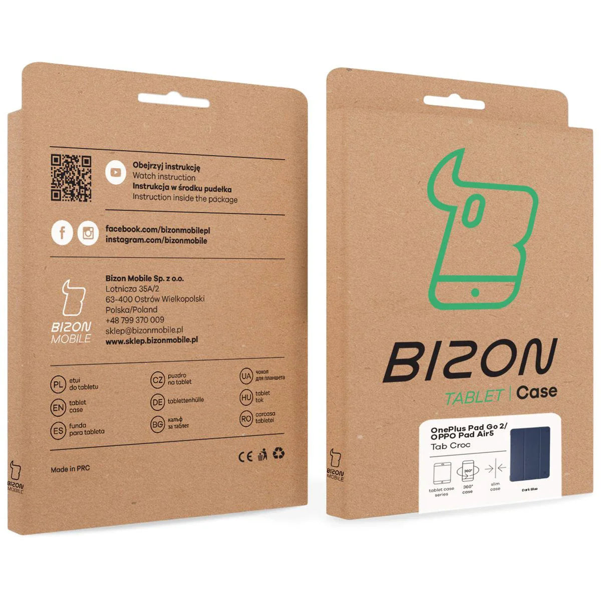 Schutzhülle für OnePlus Pad Go 2 / Oppo Pad Air5, Bizon Case Tab Croc, Dunkelblau