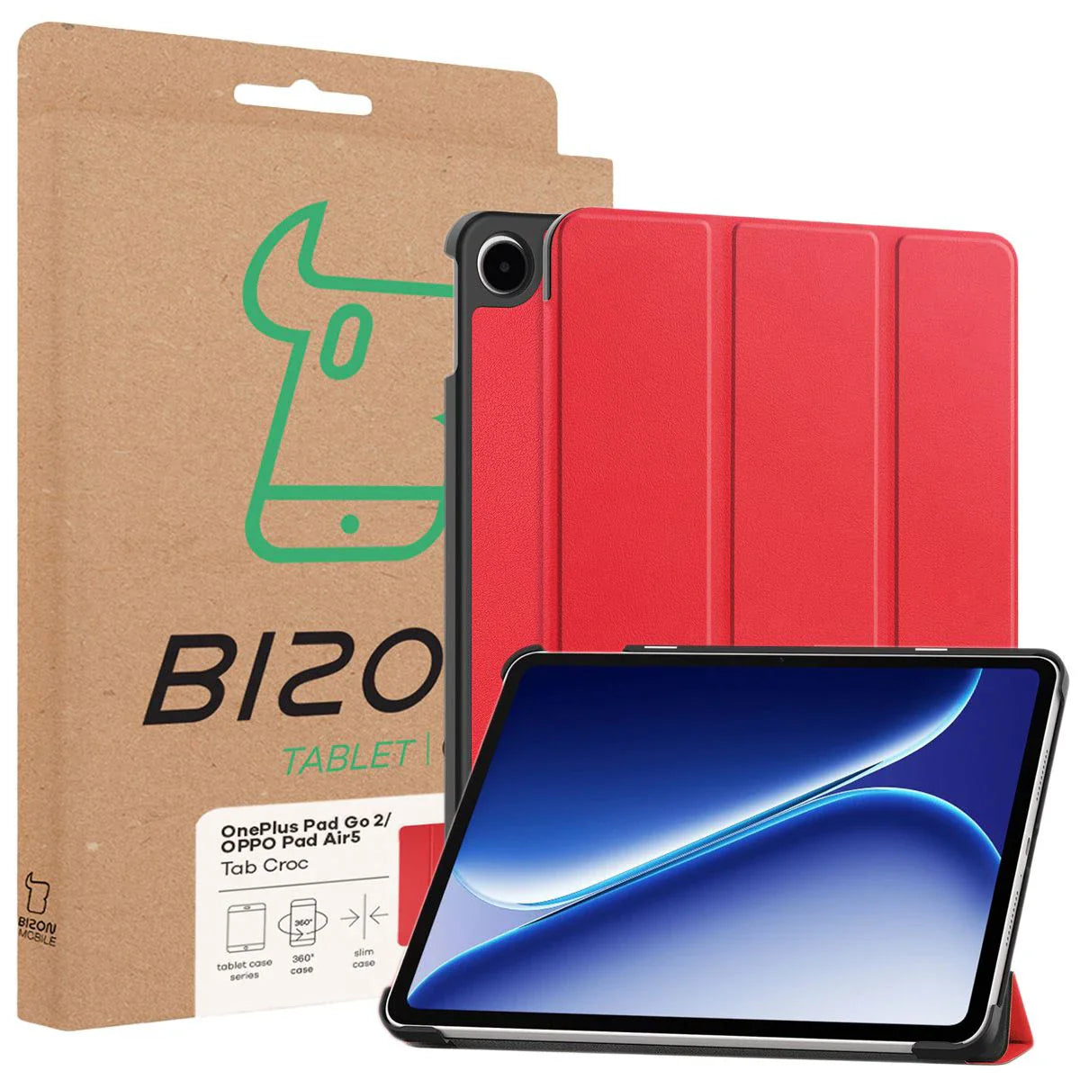 Schutzhülle für OnePlus Pad Go 2 / Oppo Pad Air5, Bizon Case Tab Croc, Rot