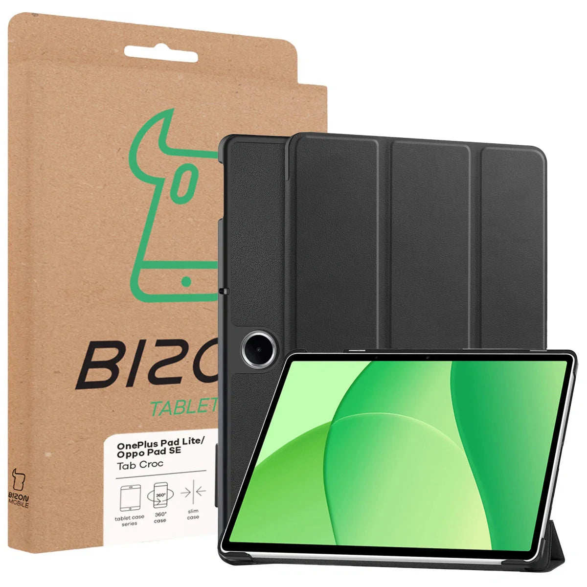 Schutzhülle für OnePlus Pad Lite / Oppo Pad SE, Bizon Case Tab Croc, Schwarz