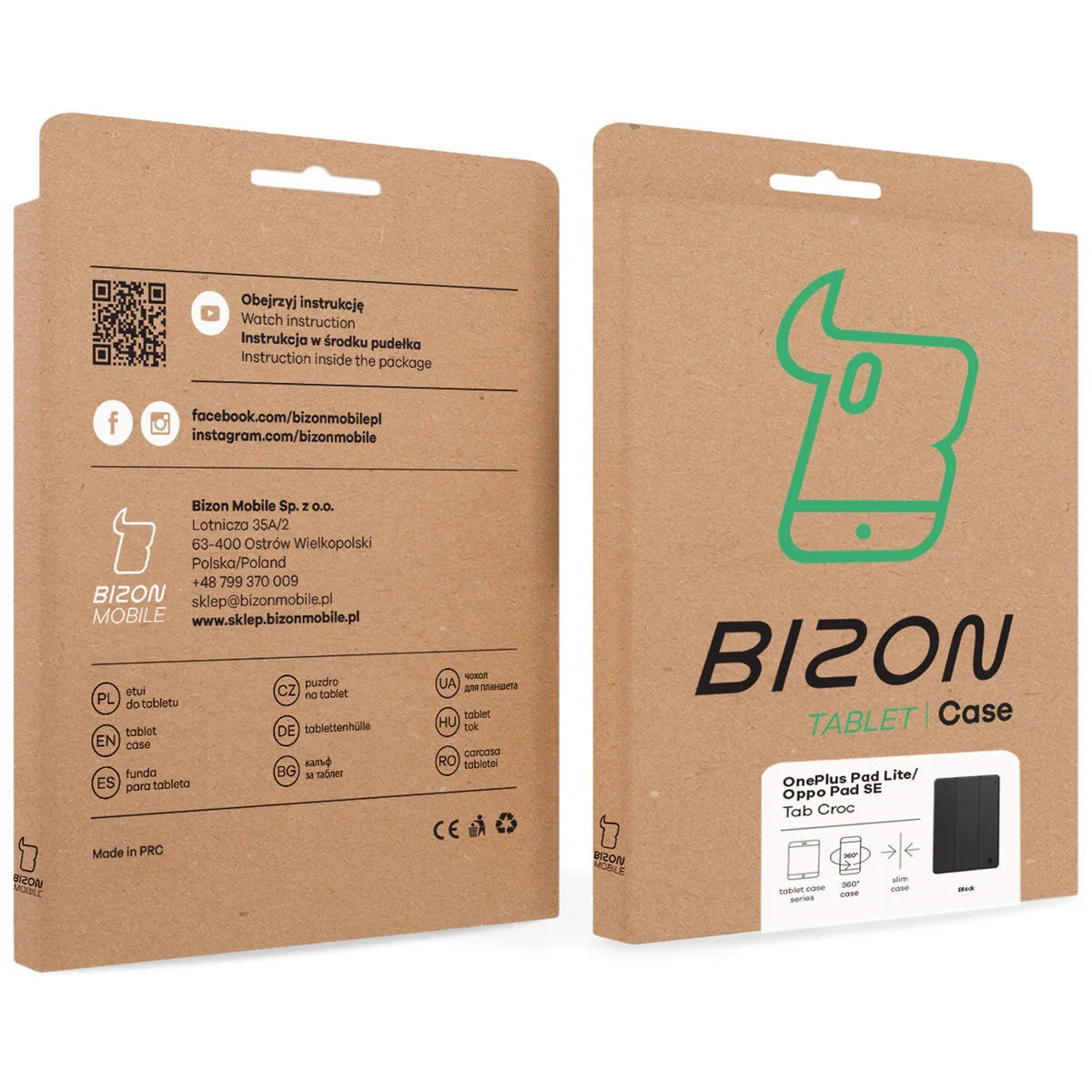 Schutzhülle für OnePlus Pad Lite / Oppo Pad SE, Bizon Case Tab Croc, Schwarz