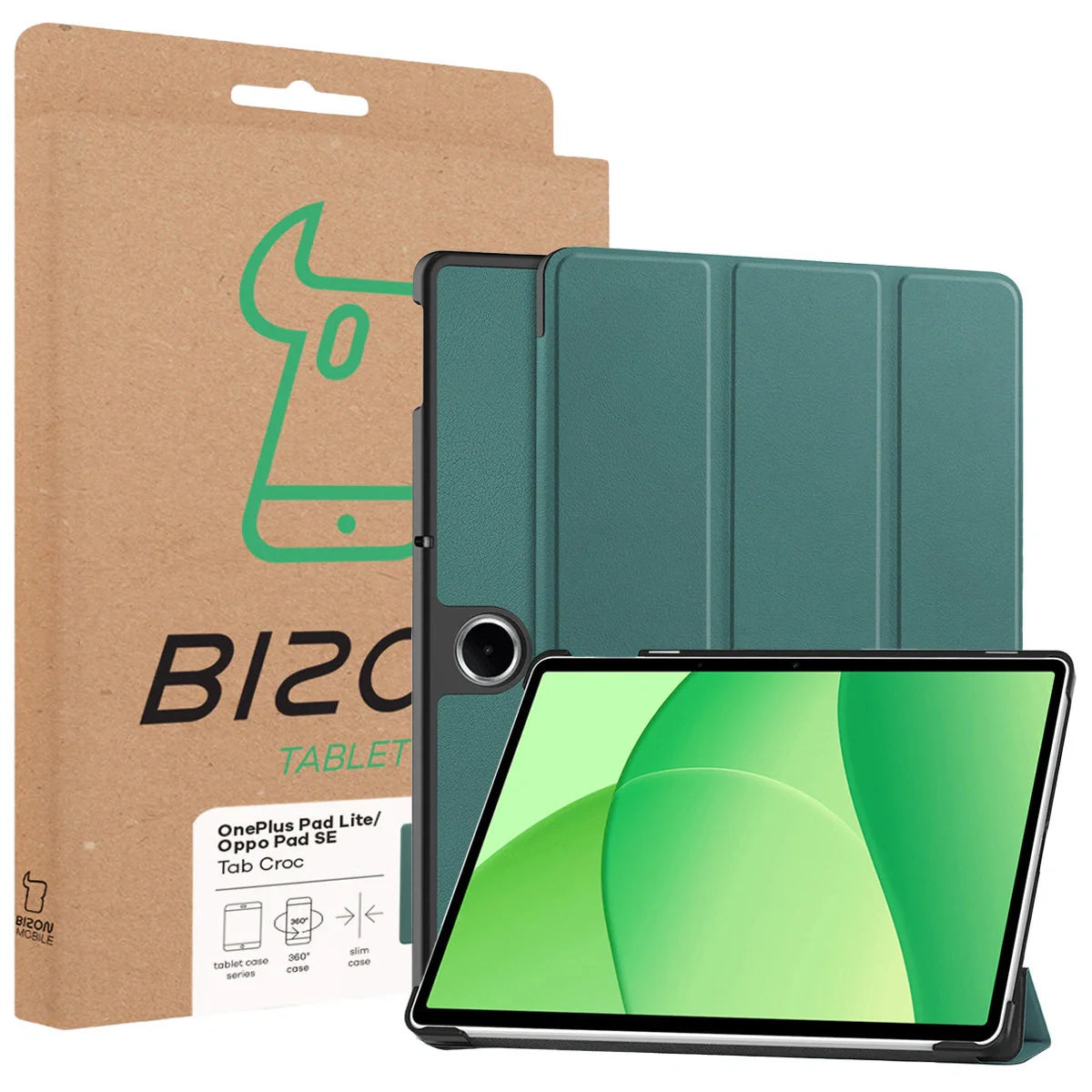 Schutzhülle für OnePlus Pad Lite / Oppo Pad SE, Bizon Case Tab Croc, Dunkelgrün