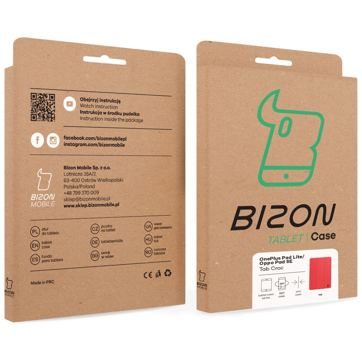 Schutzhülle für OnePlus Pad Lite / Oppo Pad SE, Bizon Case Tab Croc, Rot