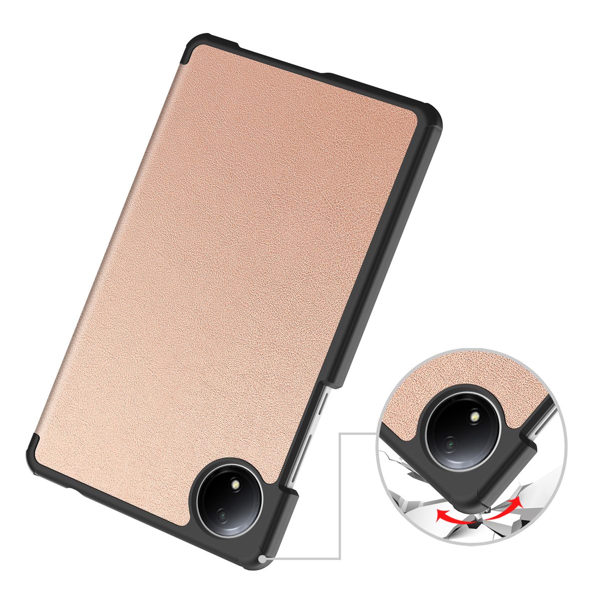 Schutzhülle für Xiaomi Redmi Pad SE 8.7, Bizon Case Tab Croc, Rosegold