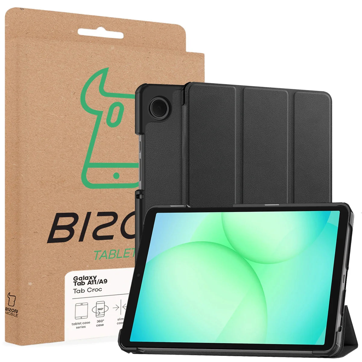 Schutzhülle für Galaxy Tab A11 / A9, Bizon Case Tab Croc, Schwarz