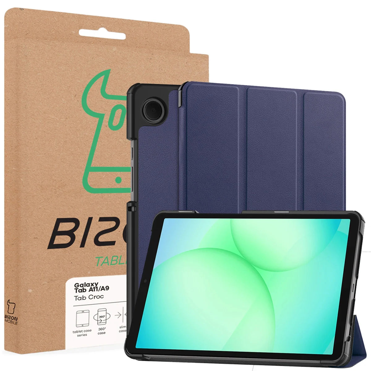 Schutzhülle für Galaxy Tab A11 / A9, Bizon Case Tab Croc, Dunkelblau