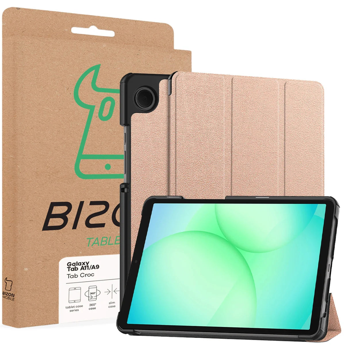 Schutzhülle für Galaxy Tab A11 / A9, Bizon Case Tab Croc, Rosegold