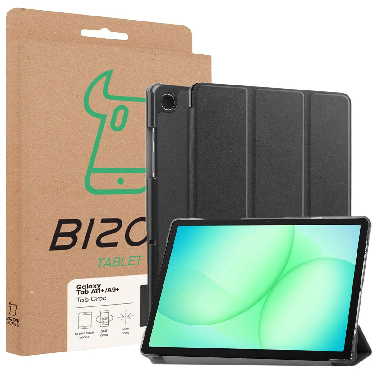 Schutzhülle für Galaxy Tab A11 Plus / A9 Plus, Bizon Case Tab Croc, Schwarz