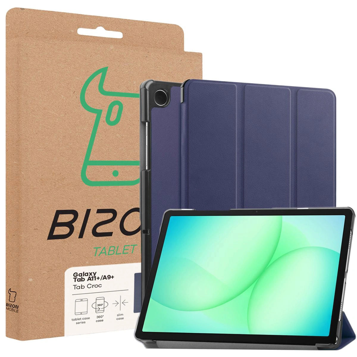 Schutzhülle für Galaxy Tab A11 Plus / A9 Plus, Bizon Case Tab Croc, Dunkelblau