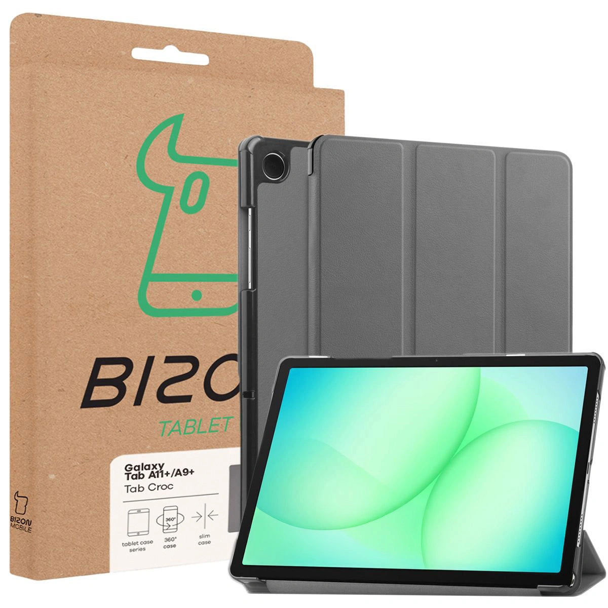 Schutzhülle für Galaxy Tab A11 Plus / A9 Plus, Bizon Case Tab Croc, Grau