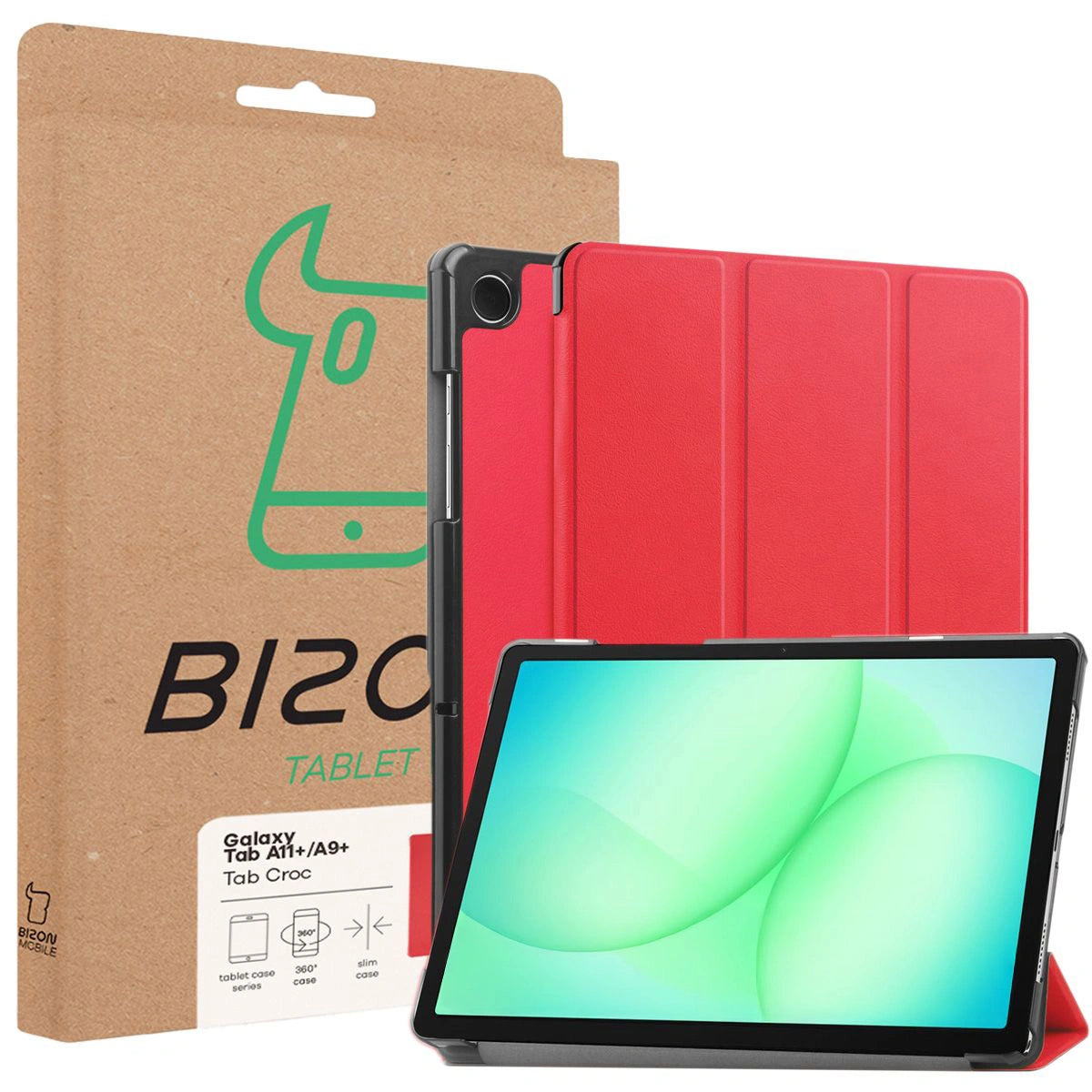 Schutzhülle für Galaxy Tab A11 Plus / A9 Plus, Bizon Case Tab Croc, Rot