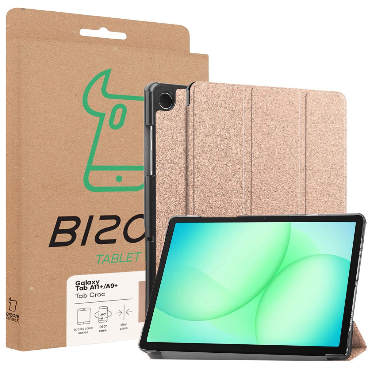 Schutzhülle für Galaxy Tab A11 Plus / A9 Plus, Bizon Case Tab Croc, Rosegold