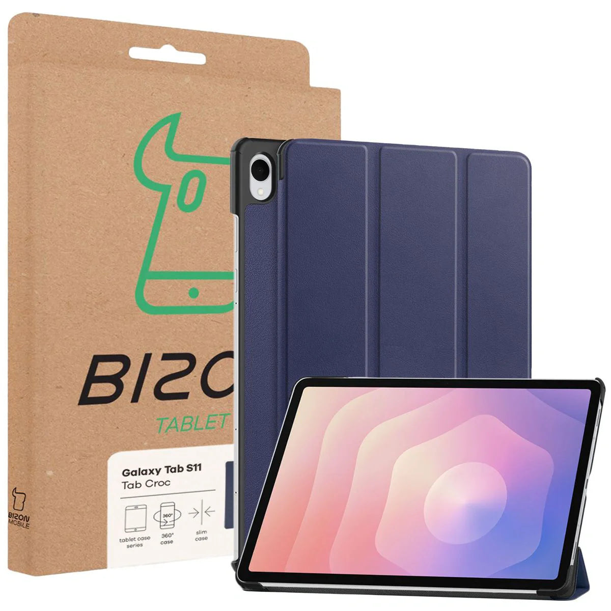 Schutzhülle für Galaxy Tab S11, Bizon Case Tab Croc, Dunkelblau
