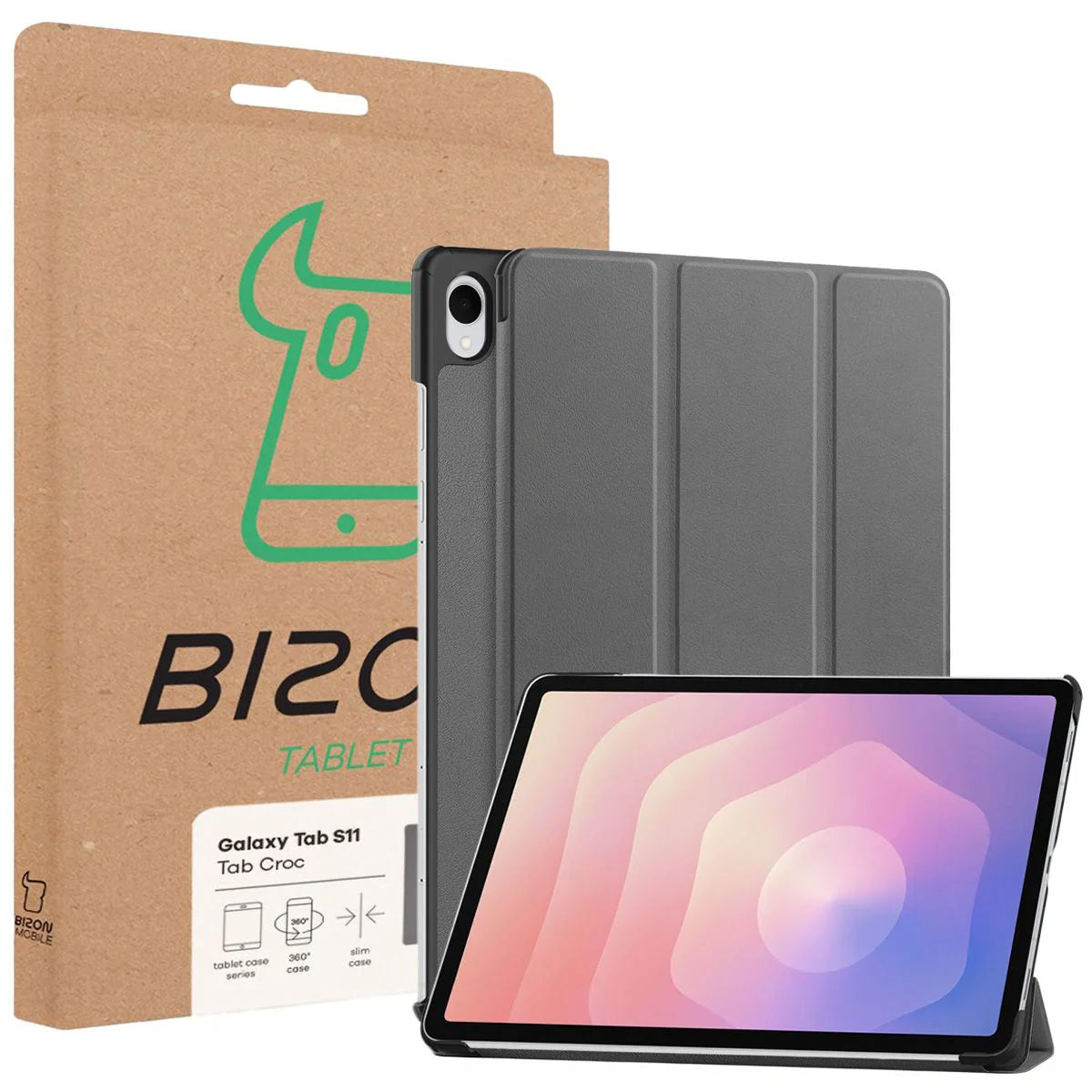 Schutzhülle für Galaxy Tab S11, Bizon Case Tab Croc, Grau