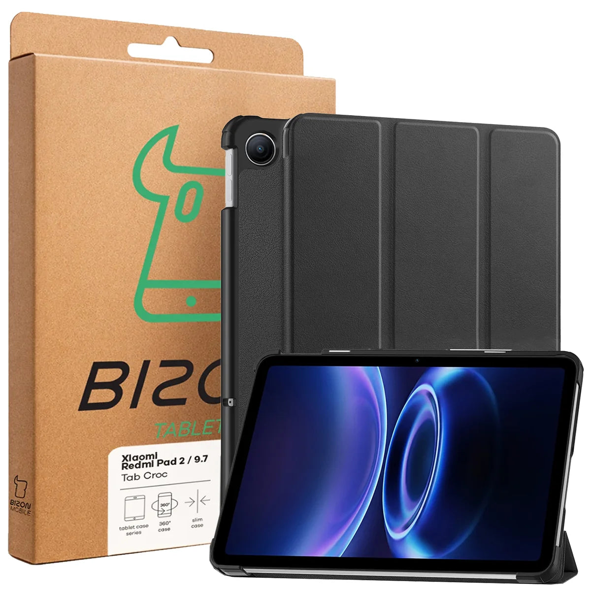 Schutzhülle für Xiaomi Redmi Pad 2 9.7", Bizon Case Tab Croc, Schwarz