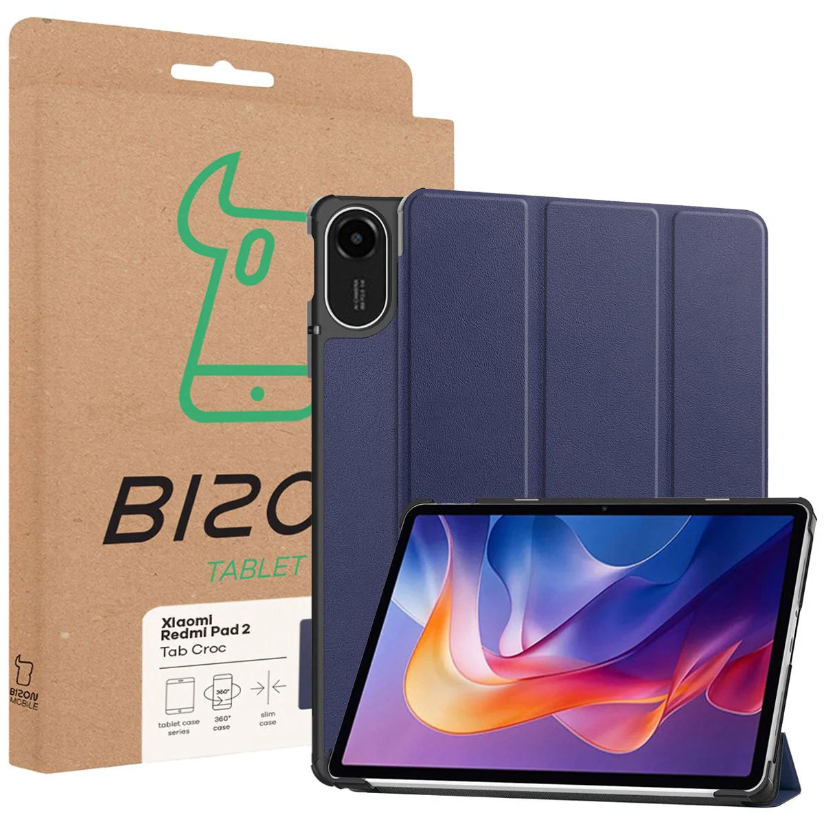 Schutzhülle für Xiaomi Redmi Pad 2, Bizon Case Tab Croc, Dunkelblau