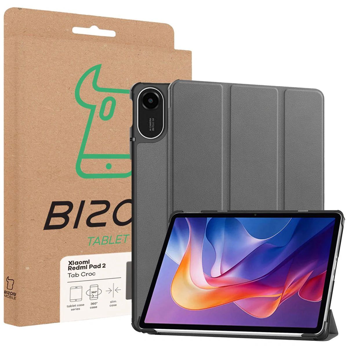 Schutzhülle für Xiaomi Redmi Pad 2, Bizon Case Tab Croc, Grau