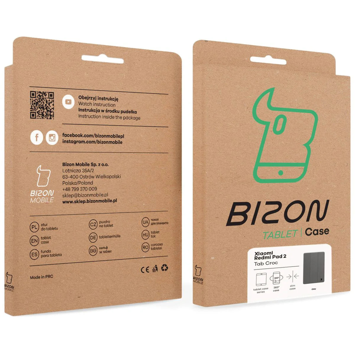 Schutzhülle für Xiaomi Redmi Pad 2, Bizon Case Tab Croc, Grau