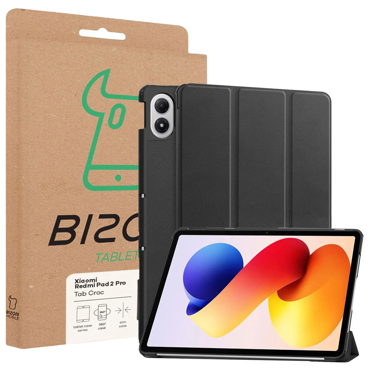 Schutzhülle für Xiaomi Redmi Pad 2 Pro, Bizon Case Tab Croc, Schwarz